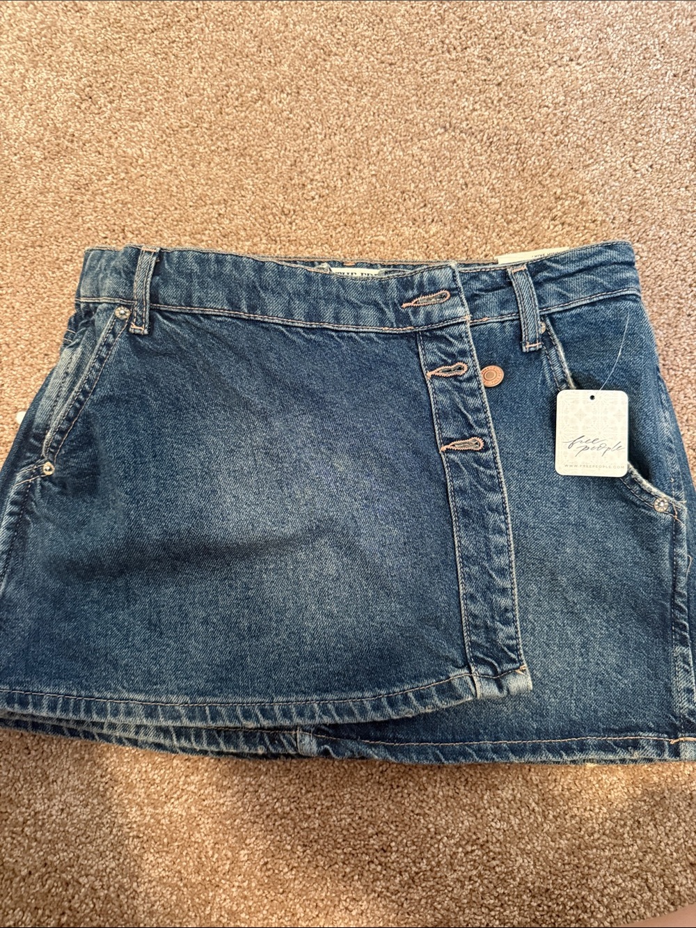 Free People NWTDenim Mini Skirt with Button Front